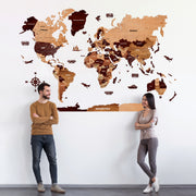 3D Wooden Texture World Map For Wall