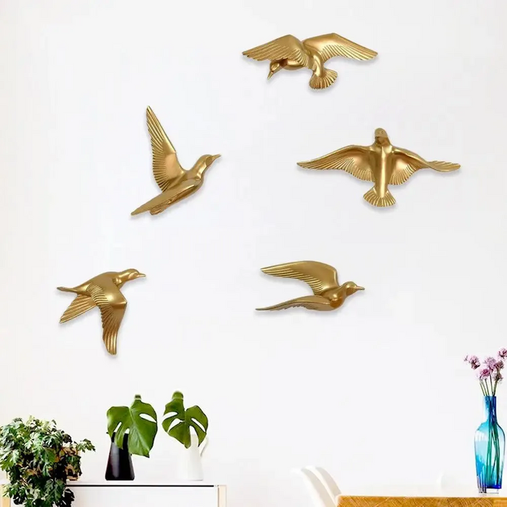 Decor Twist Golden Metal Bird Wall Art