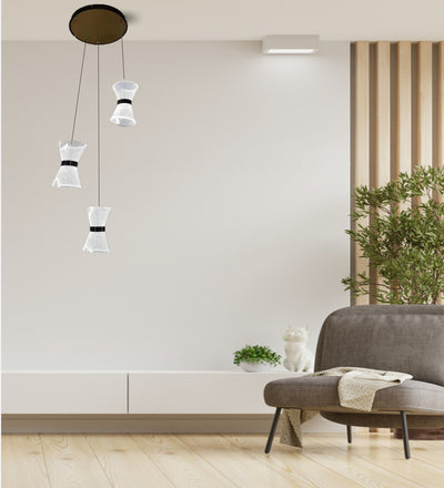 CRAFTY CURATED METAL CUTTED TRIPLE HANGING CEILING LAMP
