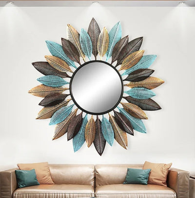 Multicolored Leaves Circular shape Wall Mirror