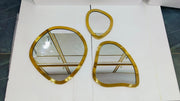 Aesthetic Laser Cut Black And Golden Wall Mirrors-Set Of 3