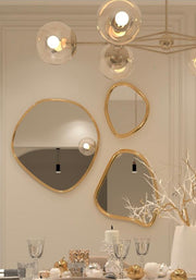 Aesthetic Laser Cut Black And Golden Wall Mirrors-Set Of 3