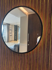 Modest Black Circular shape wall mirror with LED