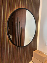 Modest Black Circular shape wall mirror with LED