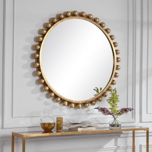 GOLDEN BALLS METALLIC ROUND WALL MIRROR