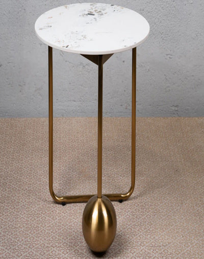 MYSTIC GOLD FINISH SIDE TABLE WITH MARBLE TOP