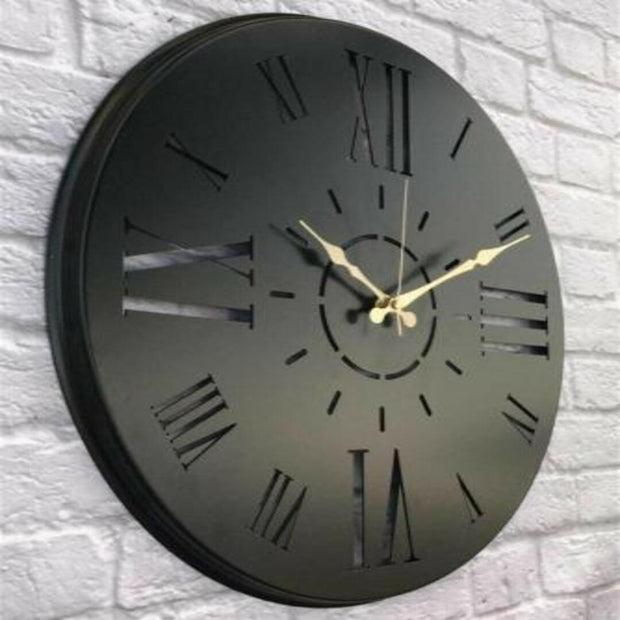 INKY CHARCOAL WOODEN ANALOGUE WALL CLOCK