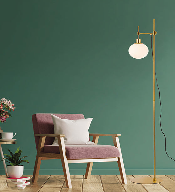 GOLDEN FINISH CONTEMPORARY FLOOR LAMP WITH A METAL STAND