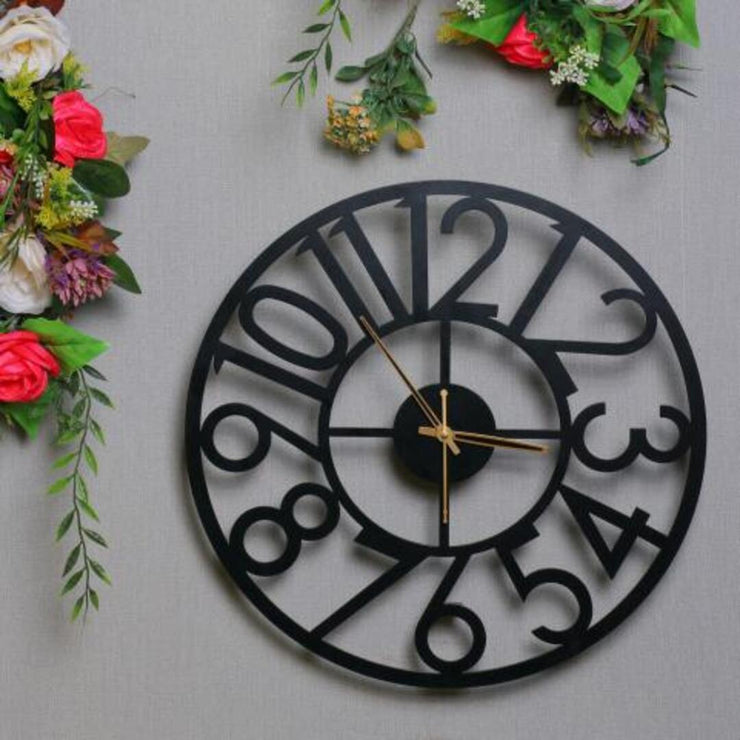 BLACK WALL CLOCK WITH BIG NUMBERS