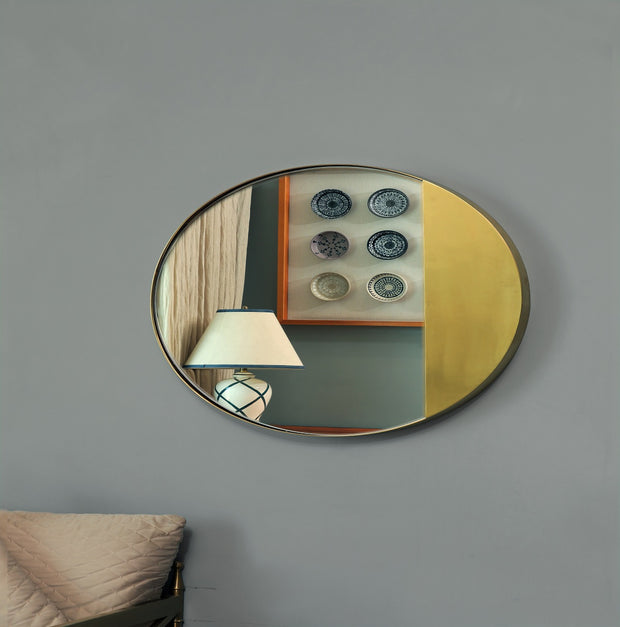 Modest black oval shaped wall mirror