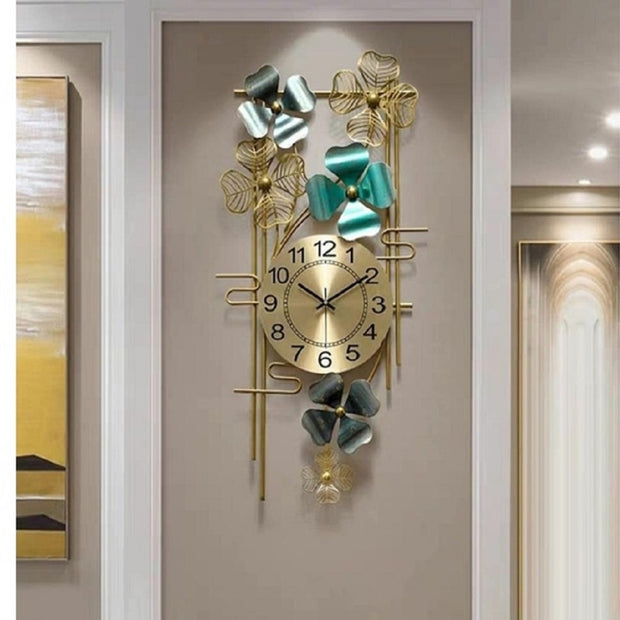 GOLDEN METAL WITH COLOURED DECOR WALL CLOCK