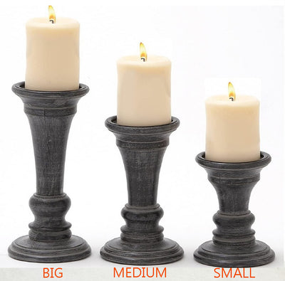 GREY ALLURING TRIO WOODEN CANDLE STANDS