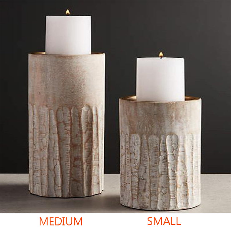WHITE DUAL CONTEMPORARY WOODEN CANDLE STANDS