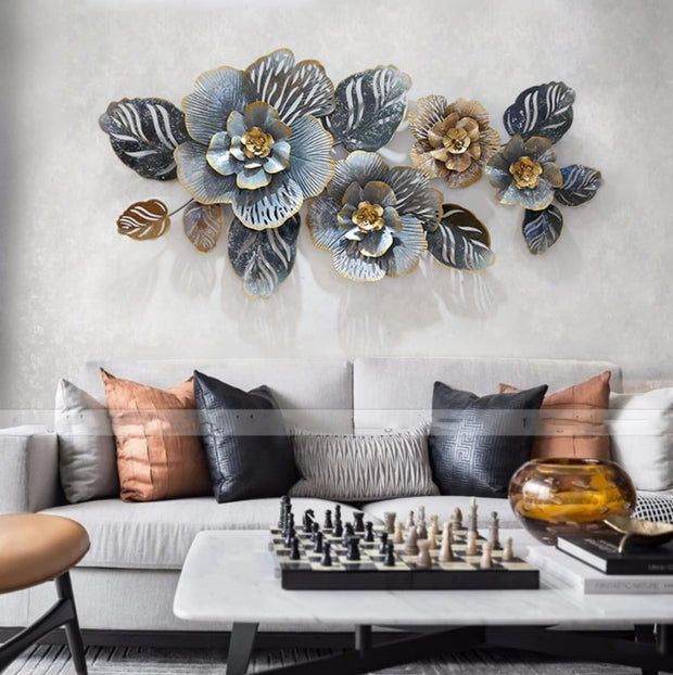 INTRICATE FLORID DESIGNED GOLD AND SILVER METAL WALL ART