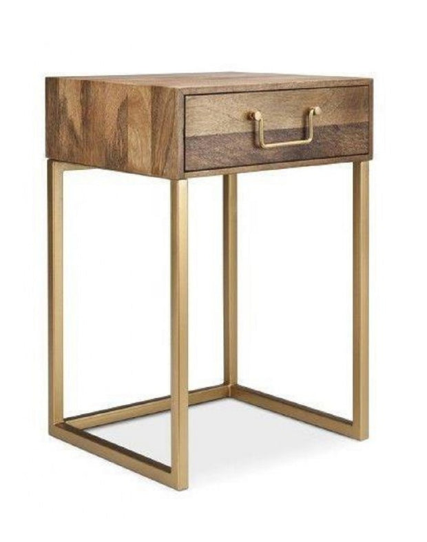 METALLIC PENDANT SIDE TABLE WITH DRAW