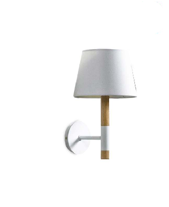 DIVINE OFF WHITE AND TEAK WOOD WALL LAMP