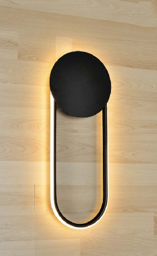 ACRYLIC MATTE BLACK WALL LAMP WITH GOLDEN HANDLE