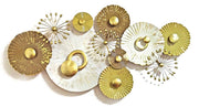 FLOWER-PATTERNED GOLDEN AND WHITE WALL DECOR