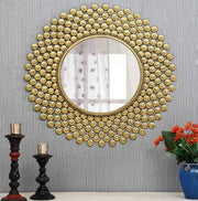 ANTIQUE GOLDEN FINISH METALLIC ROUND WALL MIRROR