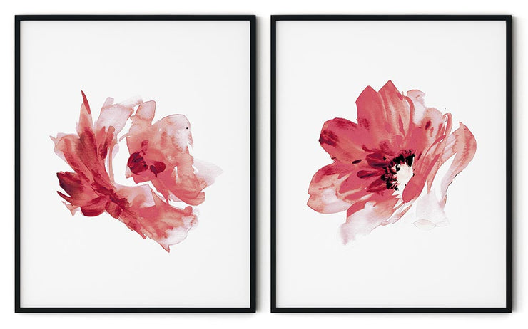 RED ROSE FLOWERS BOTANICAL PICTURE FRAMES WITH GLASS- SET OF 2 (1) By Alexander A. Parks