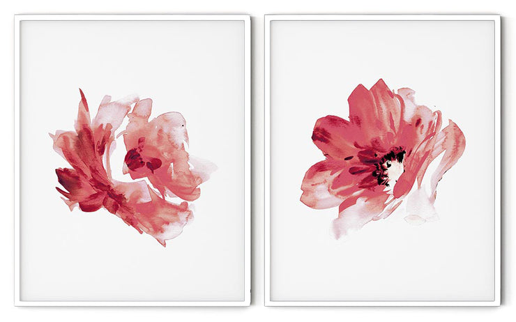RED ROSE FLOWERS BOTANICAL PICTURE FRAMES WITH GLASS- SET OF 2 (1) By Alexander A. Parks