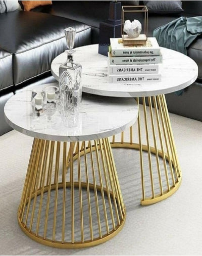 DELMON  COFFEE TABLE WITH ANTIQUE GOLDEN TOUCH