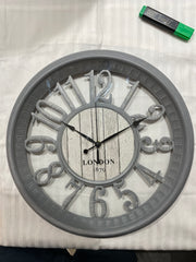 16-INCH ROUND FIBROUS SILVER WALL CLOCK