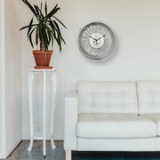 16-INCH ROUND FIBROUS SILVER WALL CLOCK
