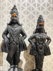 Proficiently Handcrafted Full Black God Vithal Rukmini Idols