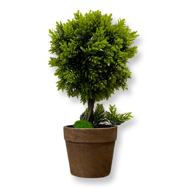 EXQUISITE BROWN PLANT POT WITH GREEN ARTIFICIAL LEAVES