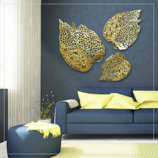 WITHERED GOLDEN LEAF CONTEMPORARY WALL DECOR