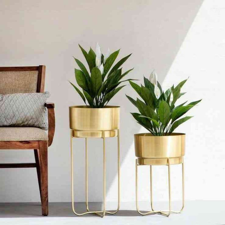 FLOOR PLANTER WITH LUSTY GOLD TOUCH