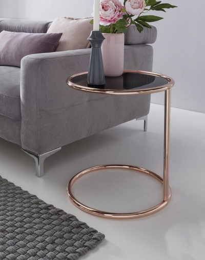 ROUND SHAPE SIDE TABLE WITH ROSE GOLD FINISH