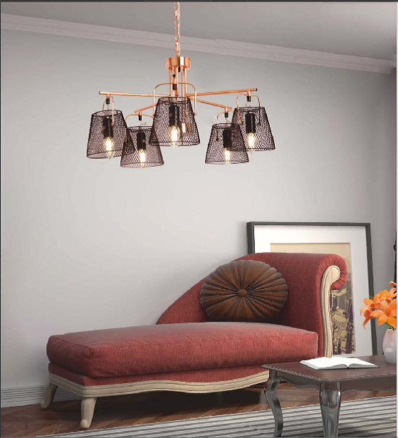 THE KING'S GHAMBHIT COPPER TOUCH & MATTE BLACK CHANDELIER