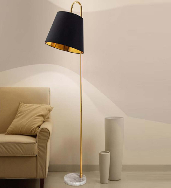 ENTRANCING MODERN  FLOOR LAMP WITH A BLACK AND GOLDEN FINISH