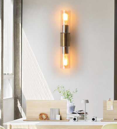 YELLOWISH ROD SHAPED WALL LAMP BRUSHED WITH GOLD