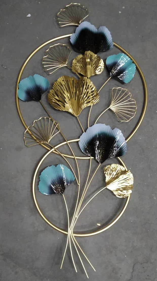 BLUE AND GOLDEN CAPTIVATING FLORID METAL WALL DECOR
