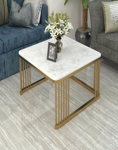 NESTING SQUARE CENTER TABLE WITH MARBLE TOP