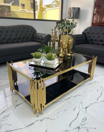RECTANGULAR LUXURY COFFEE CENTER TABLE WITH GLASS TOP