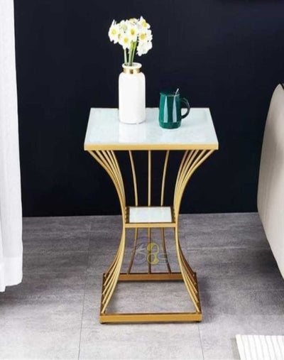 MODERN STRAIGHT MARBLE TOP SIDE TABLE