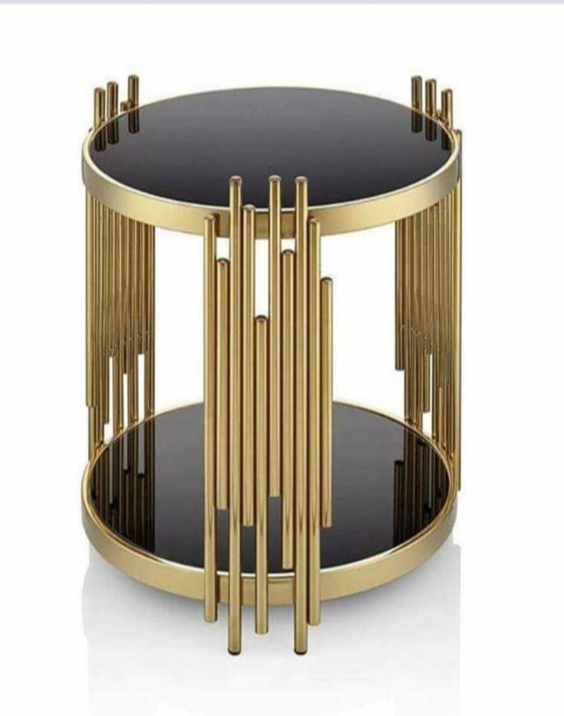 VIVID END SIDE TABLE WITH MATTE GOLD TOUCH