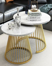 DELMON  COFFEE TABLE WITH ANTIQUE GOLDEN TOUCH