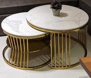 SET OF TWO ELEGANT ROUND SHAPE MARBLE CENTER TABLES