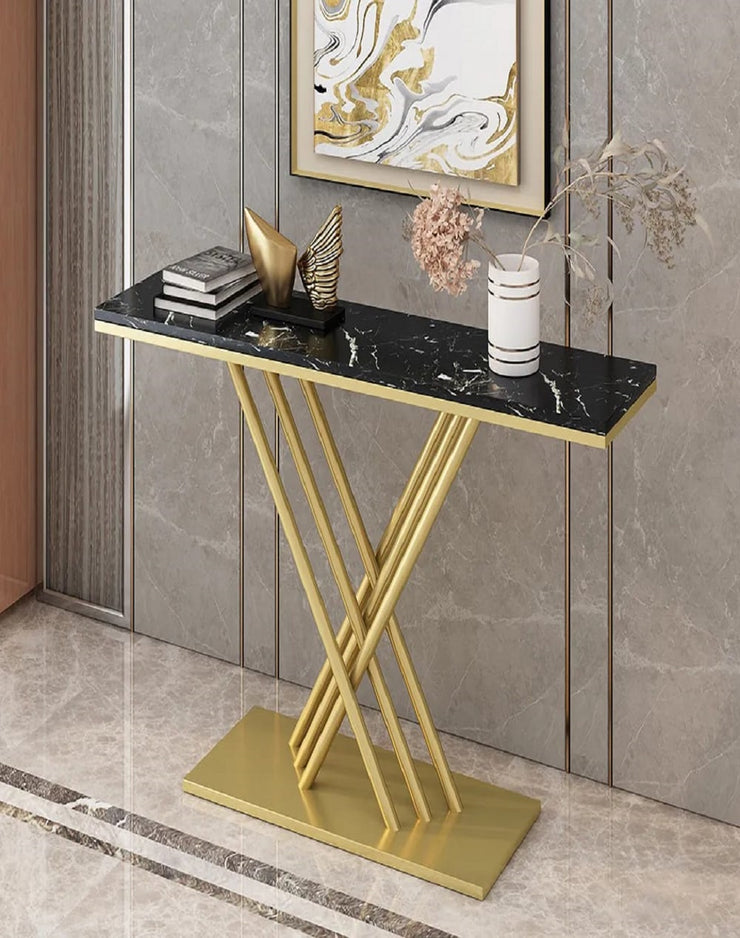 RAVISHING CONSOLE TABLE WITH BLACK MARBLE TOP