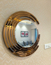 ANTIQUE GOLDEN FINISH ROUND WALL MIRROR