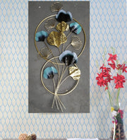 BLUE AND GOLDEN CAPTIVATING FLORID METAL WALL DECOR