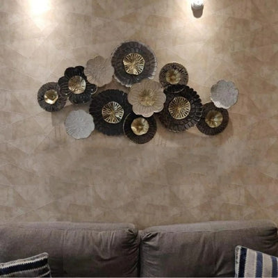 ENCHANTING GOLD, SILVER AND WHITE FLORID METAL WALL DÉCOR