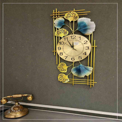 GOLDEN METAL WITH MULTI COLOURED DECOR WALL CLOCK