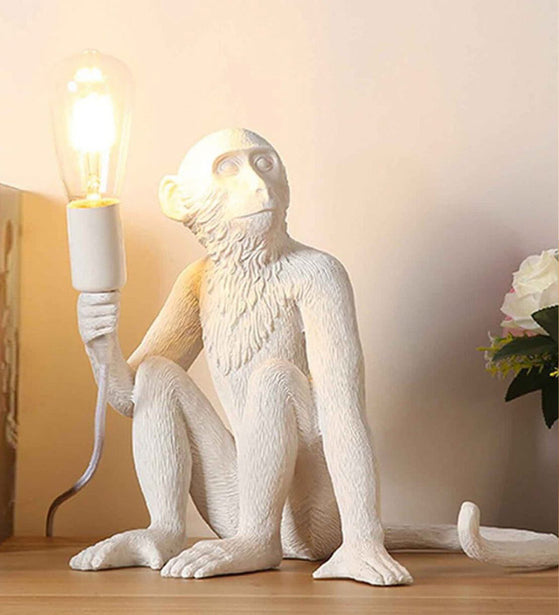 SIMIAN WITH A TORCH WHITE TABLE LAMP