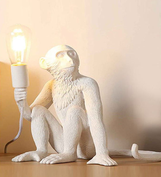 SIMIAN WITH A TORCH WHITE TABLE LAMP